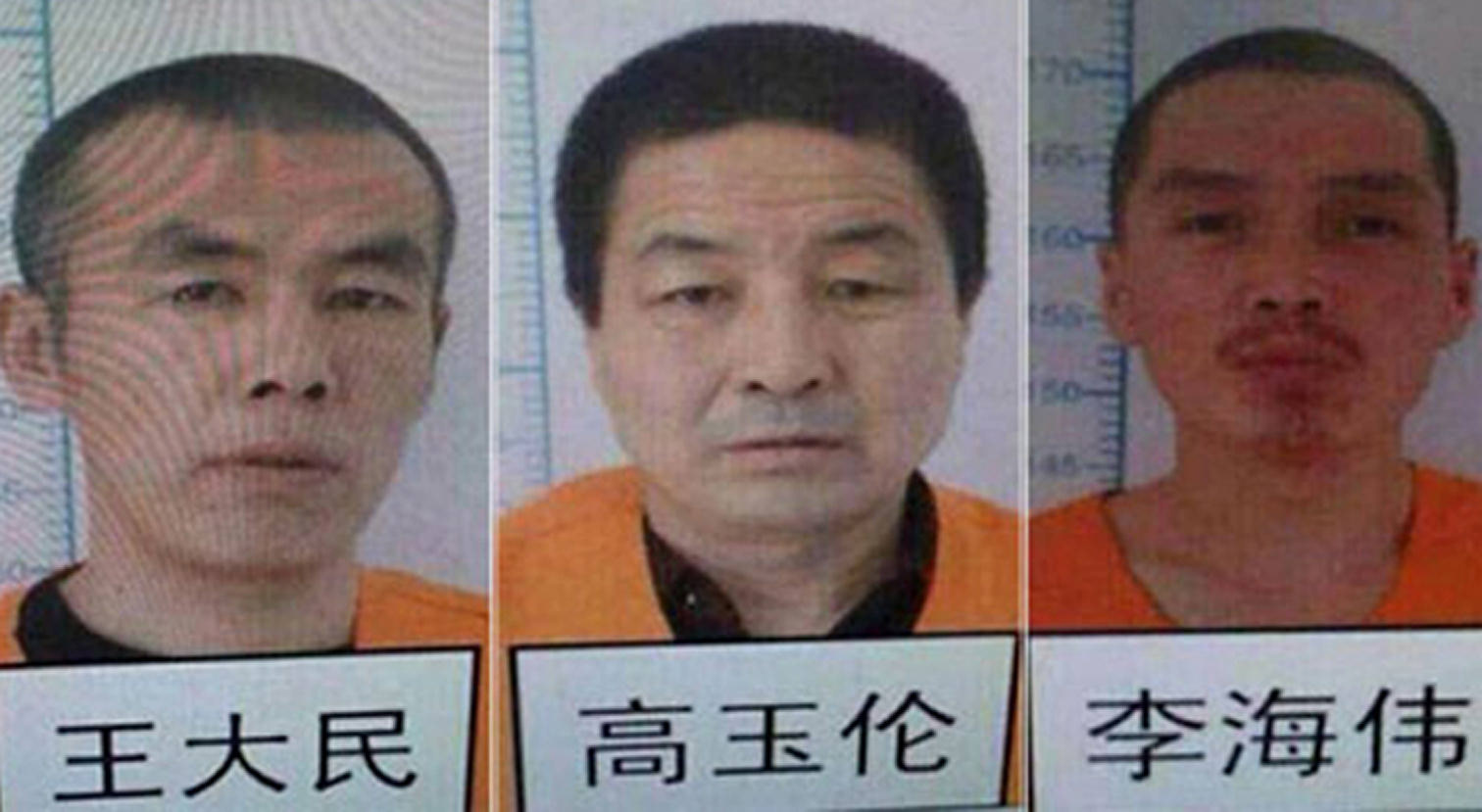 The three escaped prisoners (from left) Wang Damin, Gao Yulun and Li Haiwei. Photo: SCMP Pictures