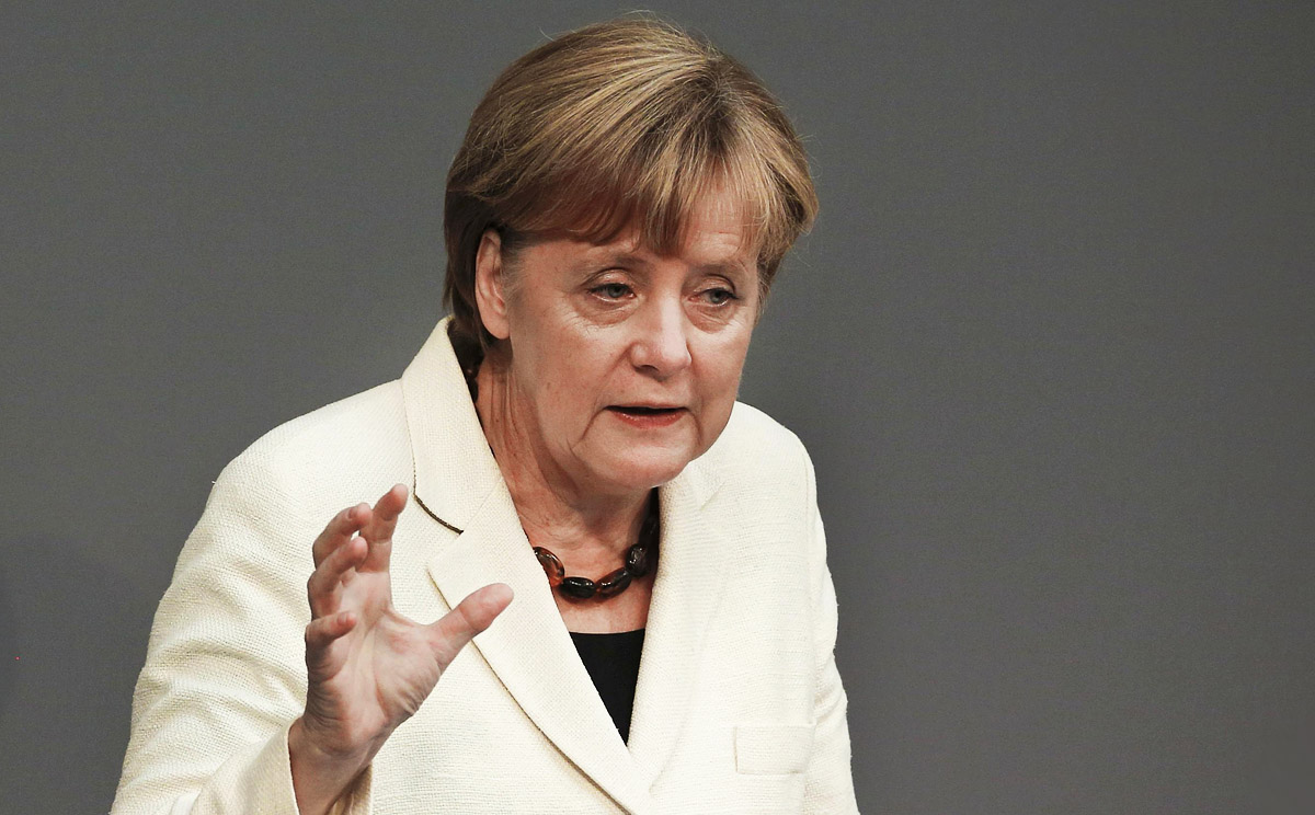 German Chancellor Angela Merkel on Wednesday called for new restrictions on Russia to be introduced quickly as they could always be lifted if the ceasefire in Ukraine is maintained. Photo: Reuters