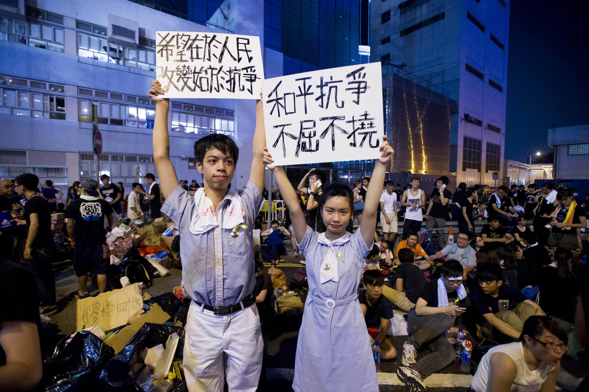 Students demonstrate outside government headquarters last week. Photo: AFP
