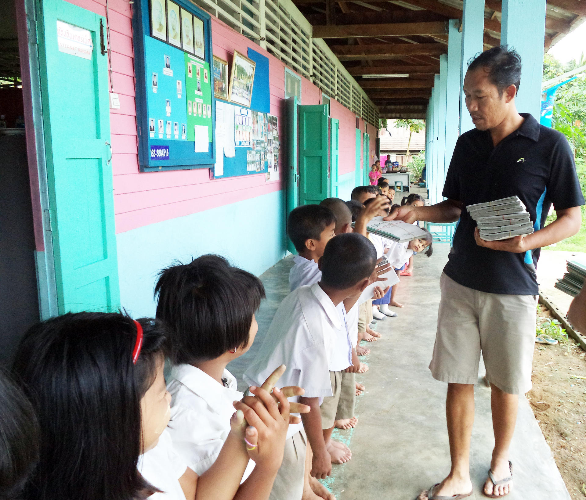Samadthachai Pungpong and his students at the Borderless School in Ranong province, Thailand.