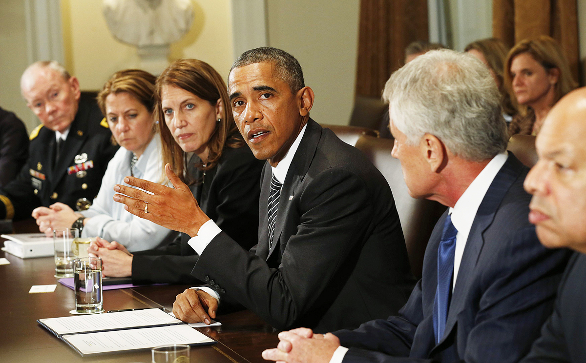 President Obama holds a meeting with cabinet agencies coordinating the government's Ebola response at the White House in Washington on Wednesday. Photo: Reuters