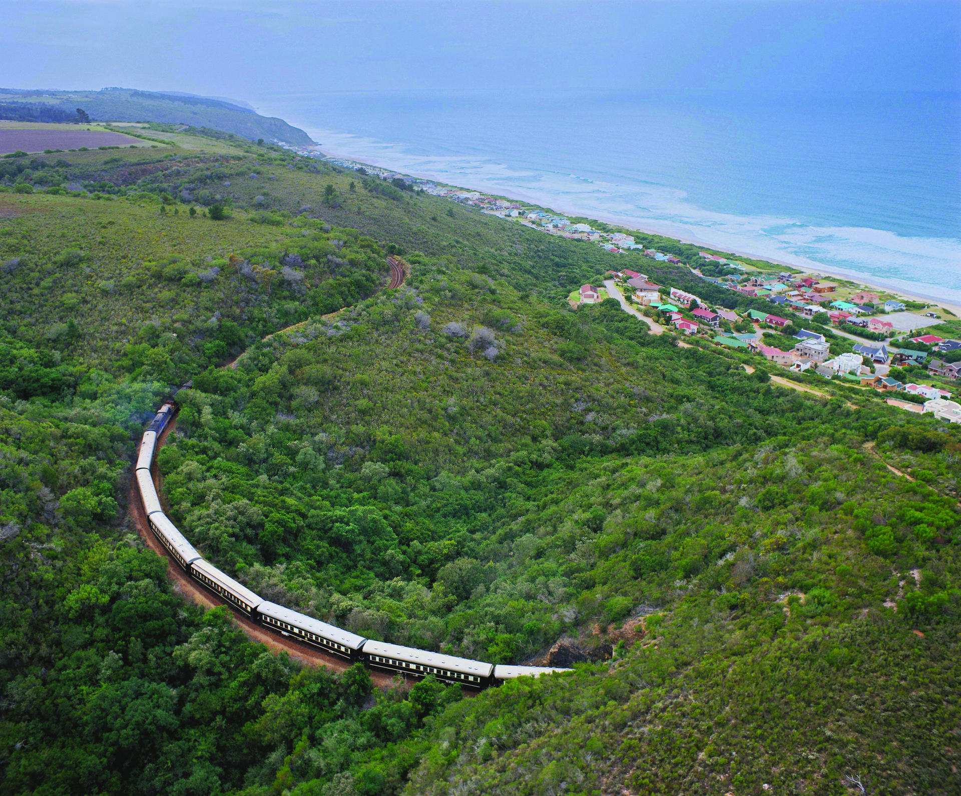 A Rovos Rail train passes Great Brak River, a seaside town in the Western Cape province of South Africa. Photos: Anna Healy Fenton and handouts