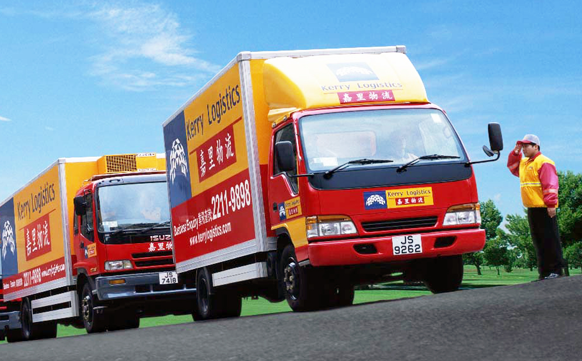 A line of trucks of Kerry Logistics deliver goods to clients. Photo: Kerry Logistics