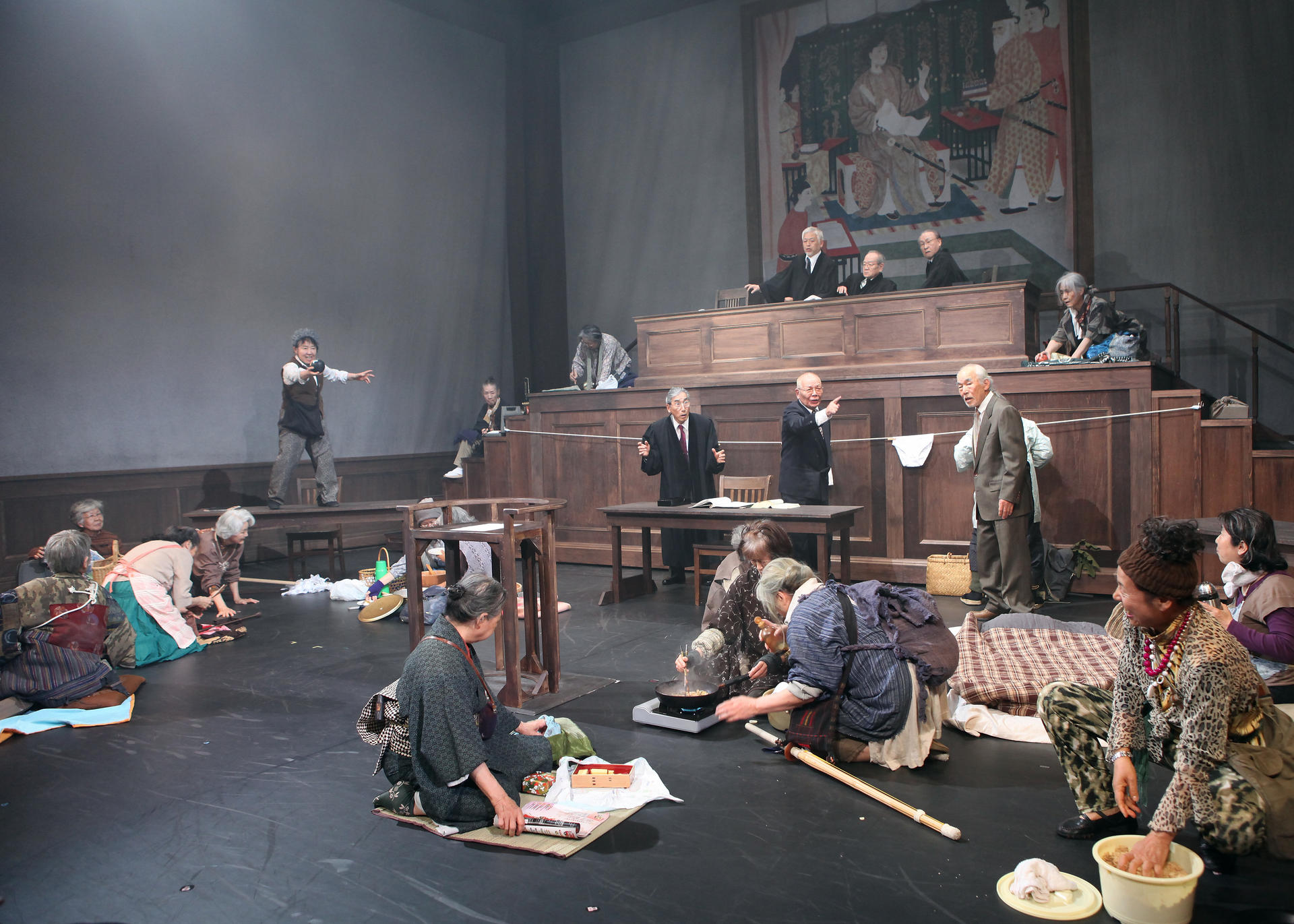 In Ravens, We Shall Load Bullets, a 22-strong cadre of elderly women - the "original rebels" grown old, says director Yukio Ninagawa - take over a courtroom where several young radicals are on trial. Photos: Maiko Miyagawa
