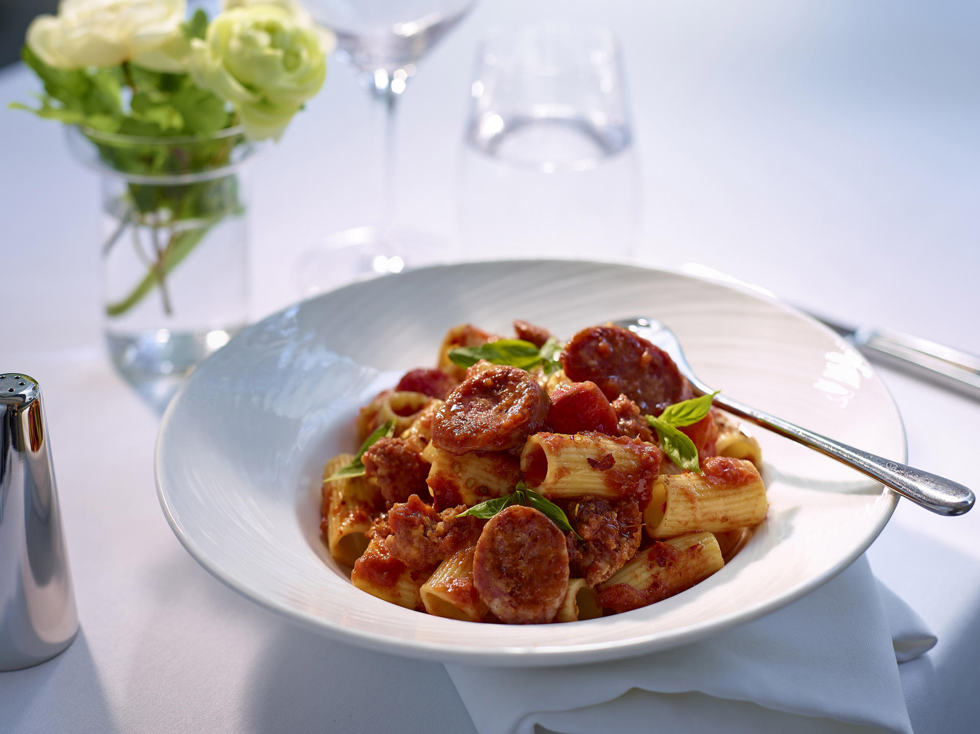 Tuscan SausagePasta in Spicy Tomato Sauce