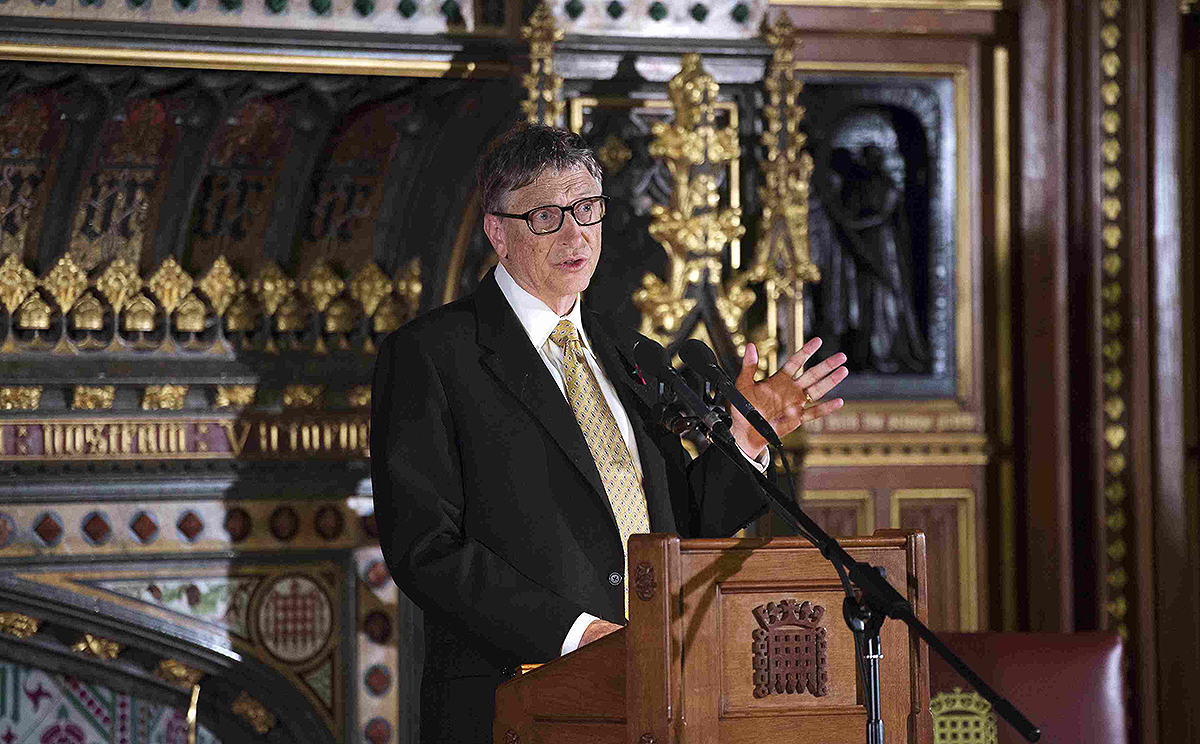 Bill Gates answers questions after giving a speech on the fight against malaria in London. Photo: Reuters