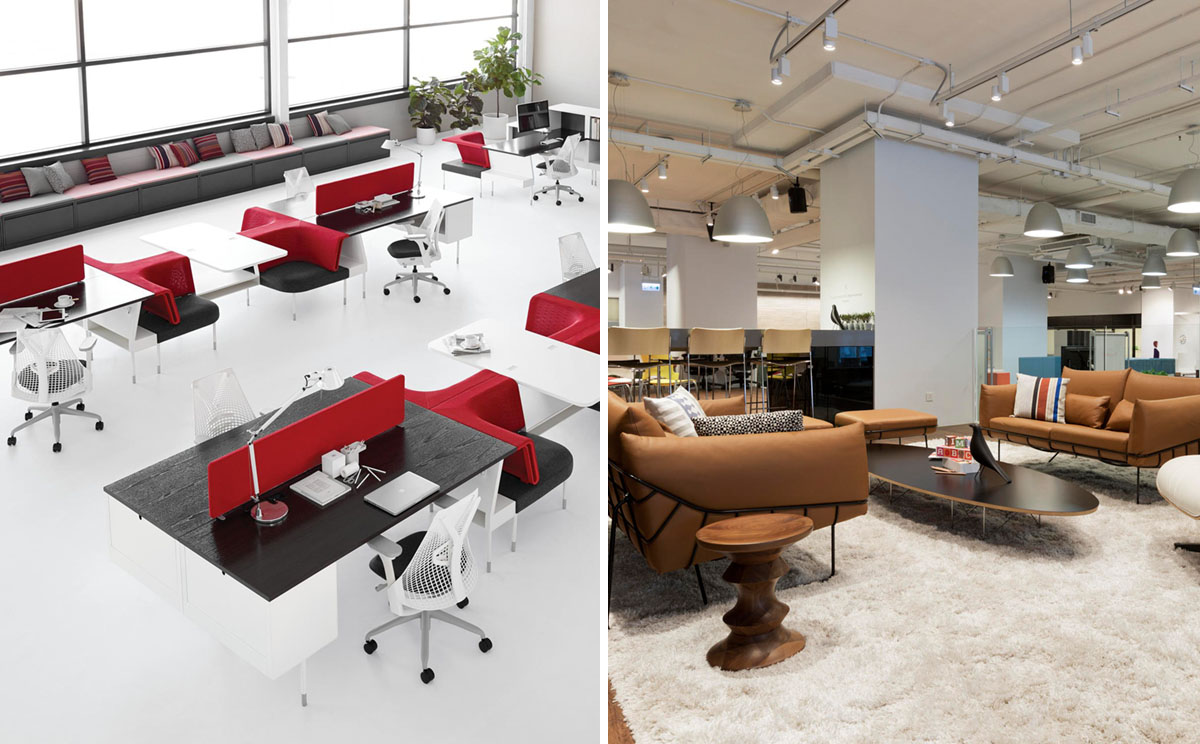 Through a division of zones of activity, the Living Office design concept helps workers increase productivity and encourages "purposeful interaction". Photos: Herman Miller