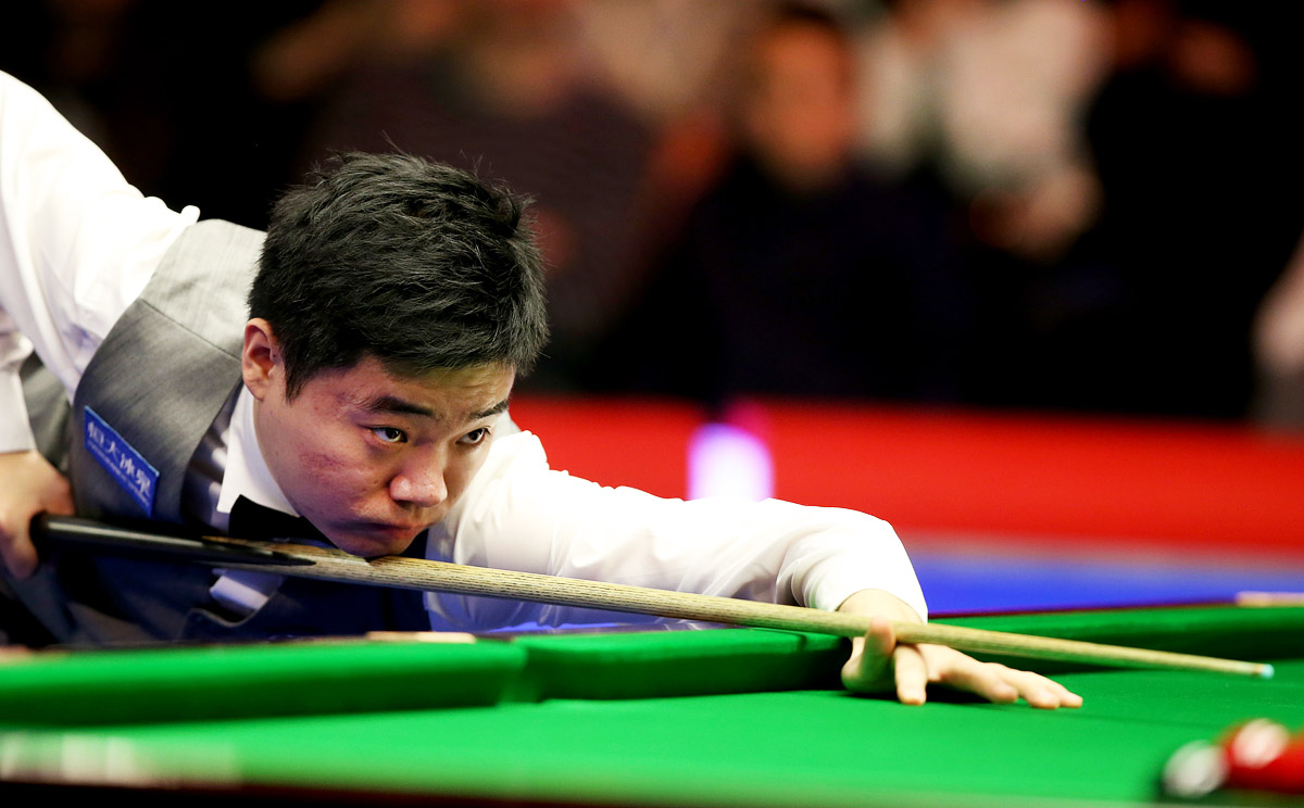 Ding Junhui of China competes during the Snooker UK Championship 2014. Photo: Xinhua 