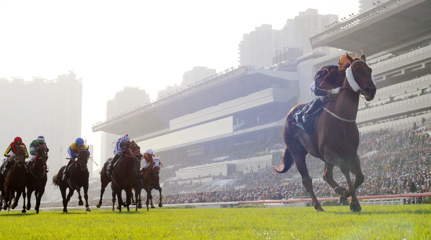 Able Friend (Joao Moreira) leaves his rivals in his wake as he coasts to victory in the Longines Hong Kong Mile. Photos: Kenneth Chan