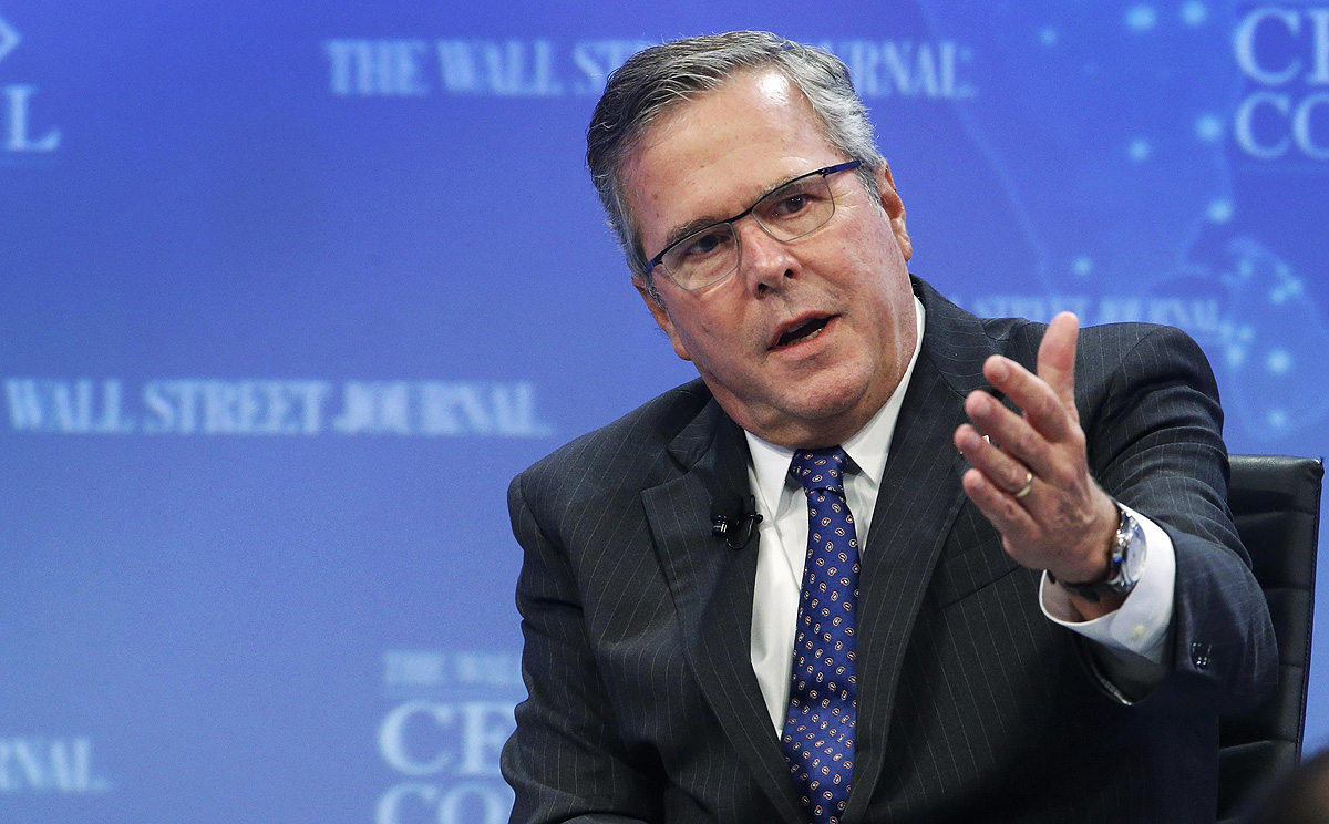 Former Florida governor Jeb Bush addresses the Wall Street Journal CEO Council in Washington on Friday. Photo: Reuters