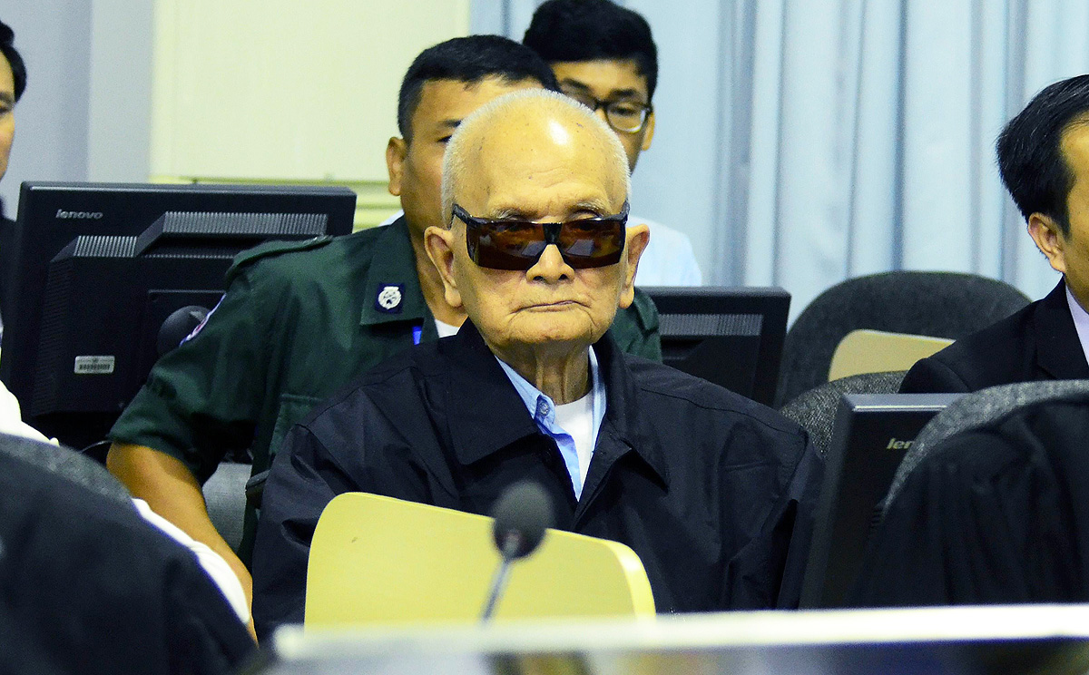 Nuon Chea, also known as 'Brother Number Two', was a right-hand man to the Khmer Rouge’s late leader, Pol Pot, attends the trial on Thursday. Photo: AFP