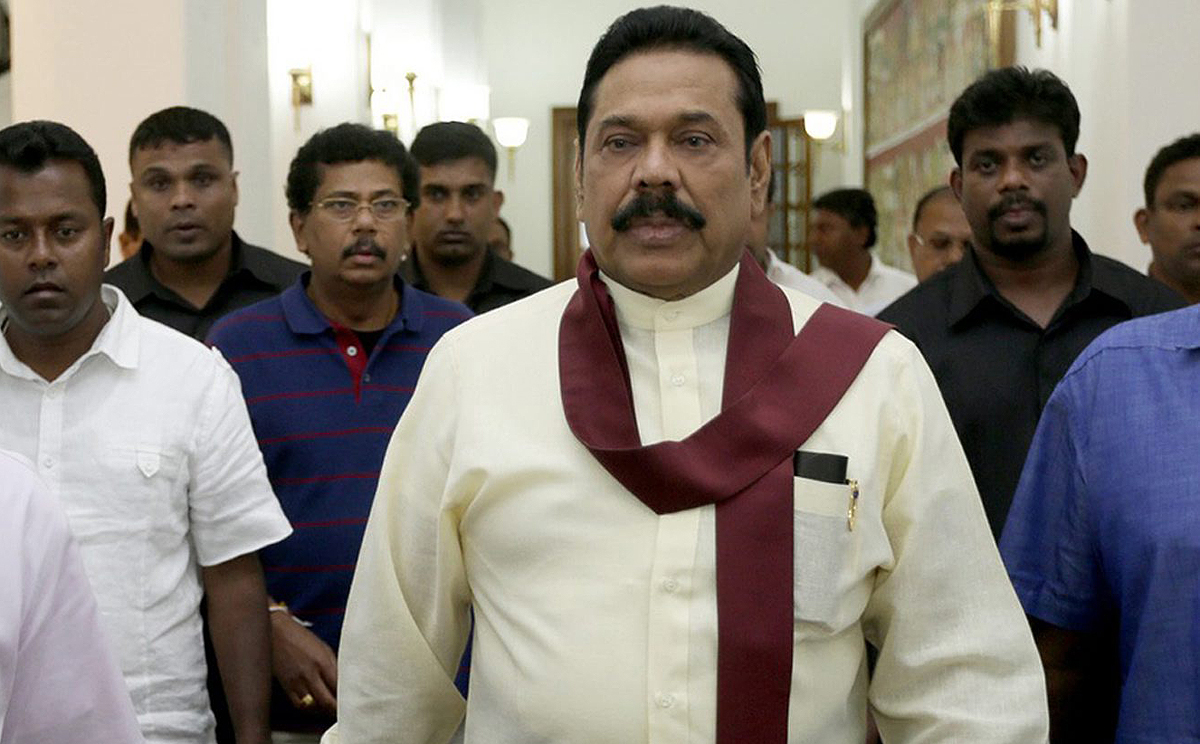 Former Sri Lanka president Mahinda Rajapaksa in Colombo after conceding defeat in polls on Friday. Photo: EPA