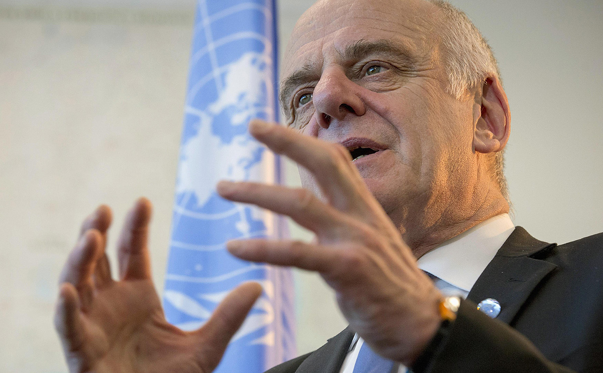 United Nation's special envoy on Ebola Dr David Nabarro speaking at the UN headquarters in New York on Thursday. Photo: Reuters