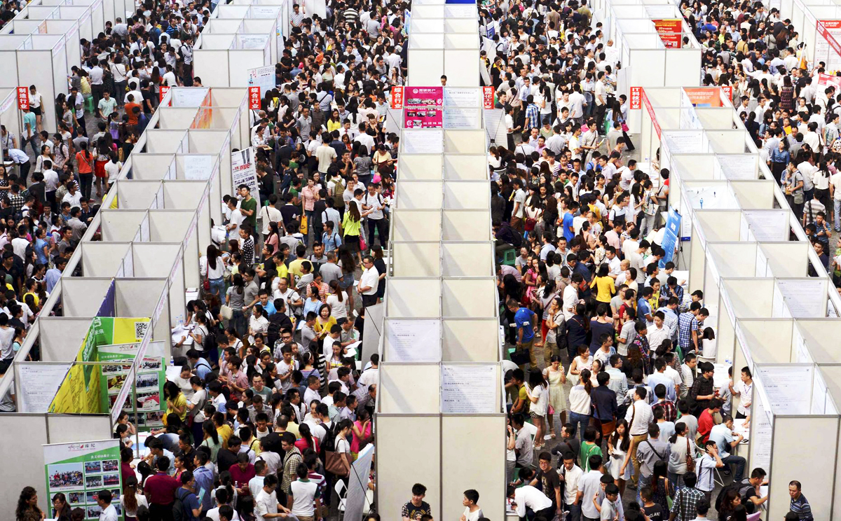 The mainland beat the target on job creation last year despite the slowest economic expansion in 24 years. Photo: Reuters