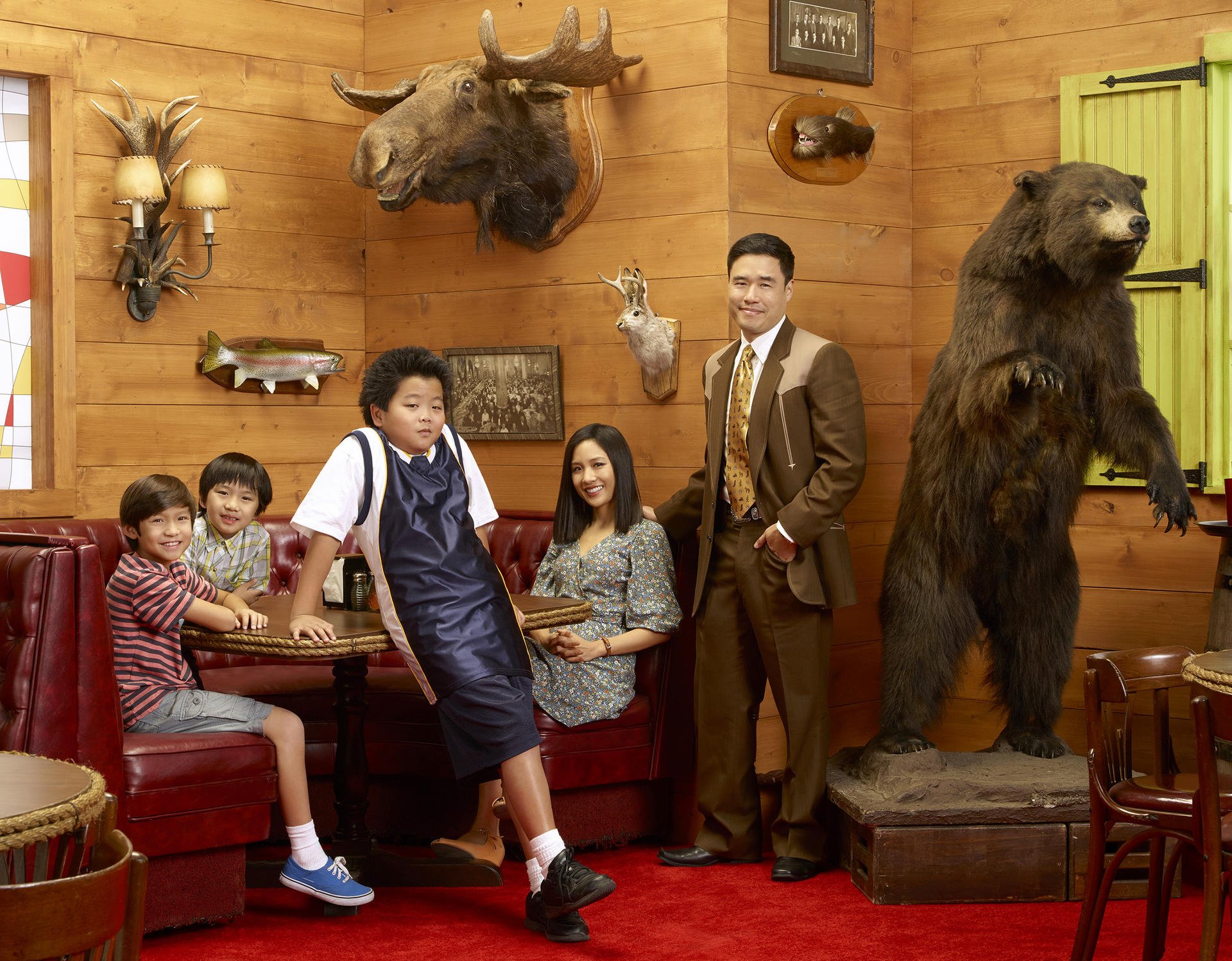 Hudson Yang (third from left) as the young Eddie Huang, with his family, in 
Fresh Off the Boat. Photo: The Washington Post