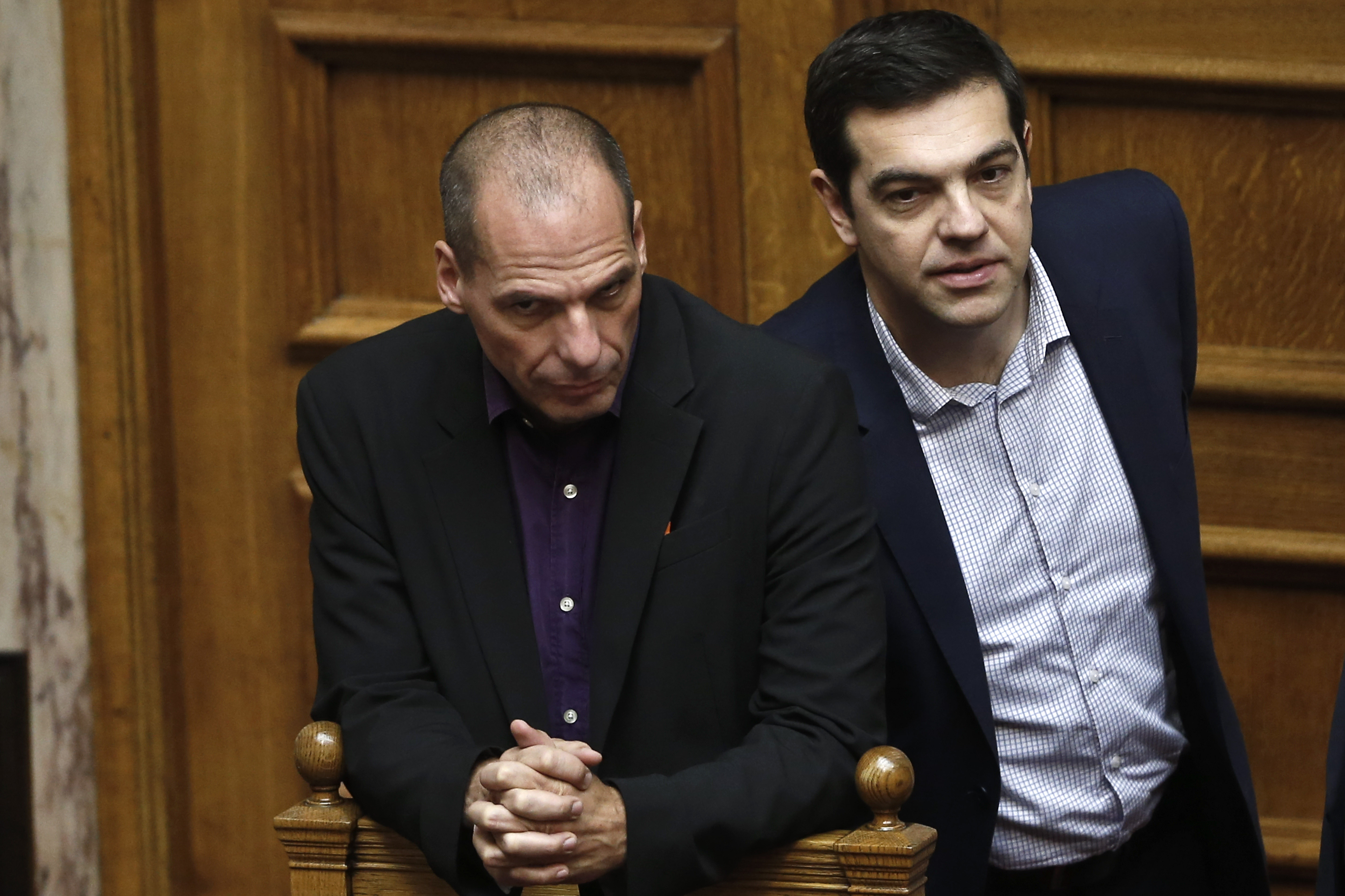 Greek Prime Minister Alexis Tsipras (right) and his Finance Minister Yanis Varoufakis play their roles well. Photo: AP
