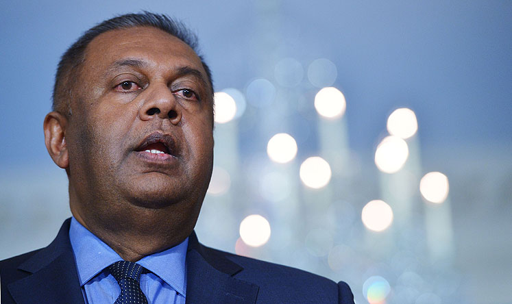 Sri Lanka's Foreign Minister Mangala Samaraweera speaks ahead of a bilateral meeting with US Secretary of State John Kerry in Washington earlier this month. Photo: AFP