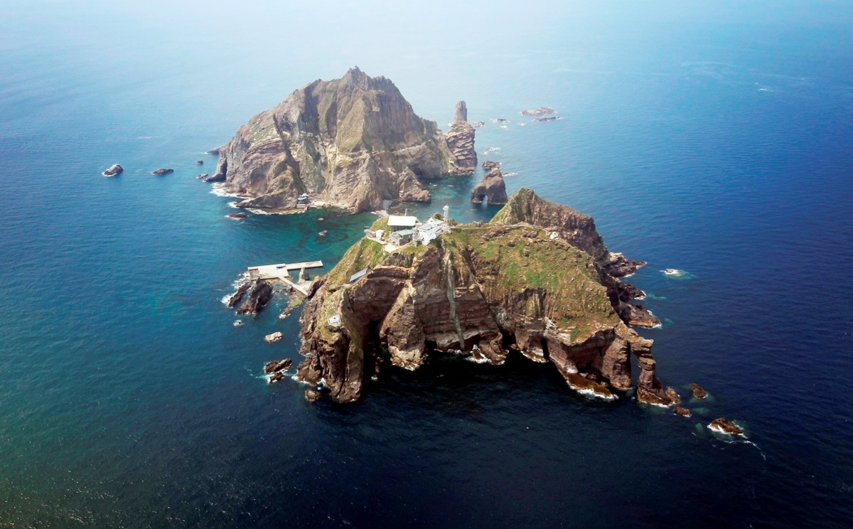 The disputed islands called Takeshima in Japanese and Dokdo in Korean.