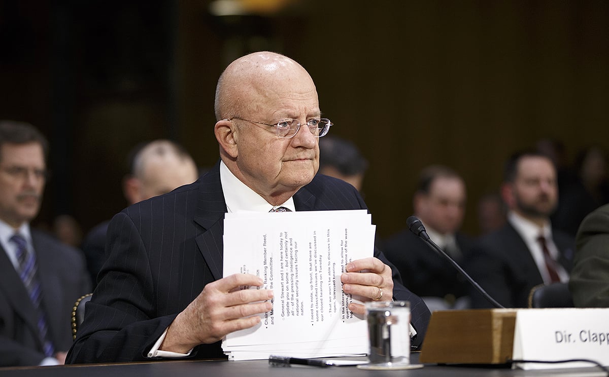 Director of National Intelligence James Clapper prepares to testify on Capitol Hill in Washington. Photo: AP

