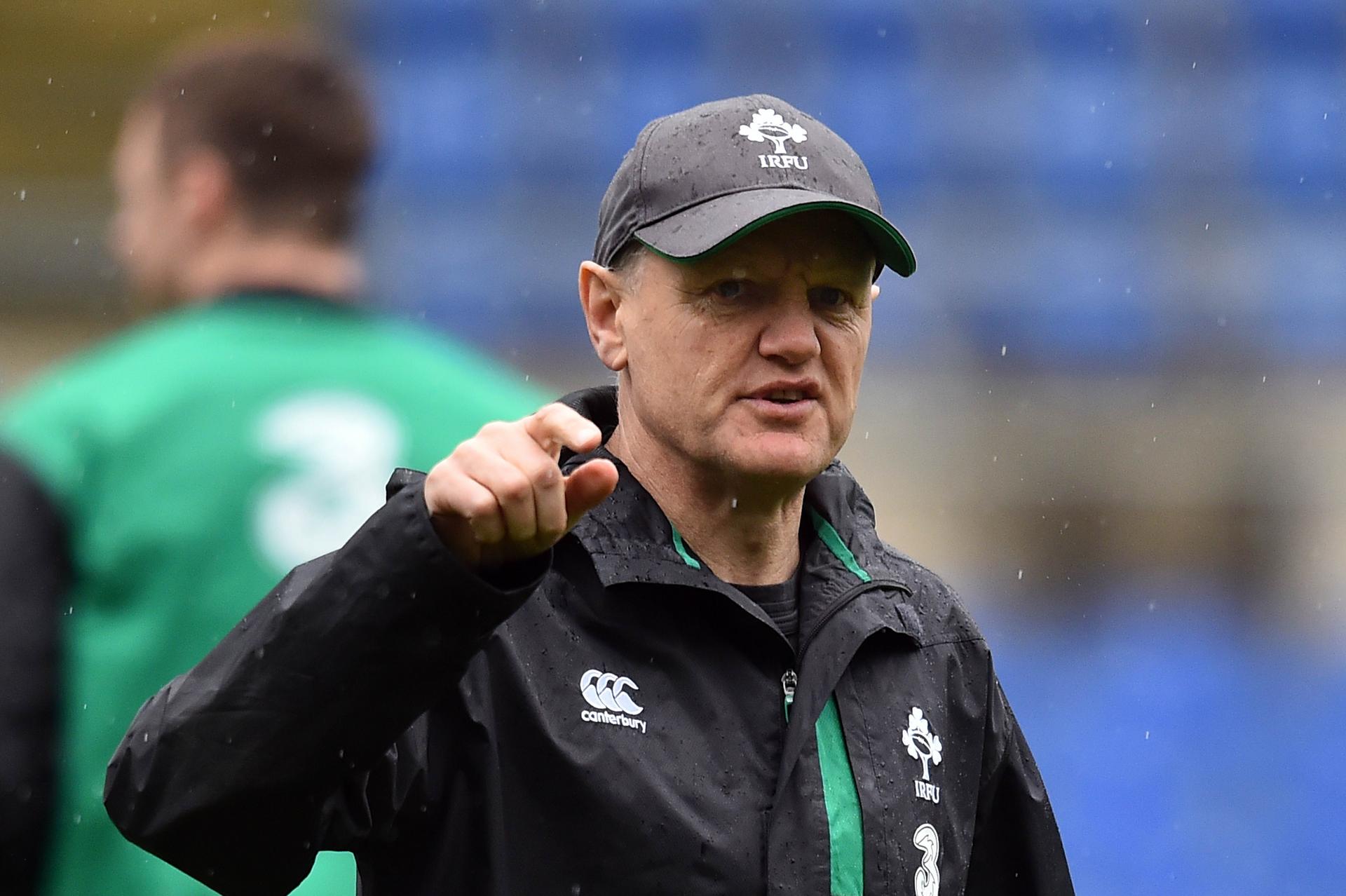 Ireland head coach Joe Schmidt attends the captain’s run of his team in Rome on the eve of their Six Nations match against Italy. Photos: AFP