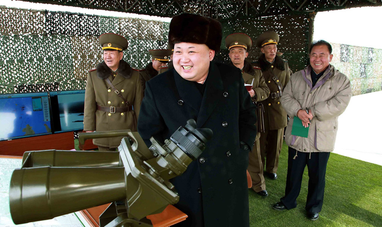 Kim Jong-un pictured during a military drill in North Korea. Photo: AFP