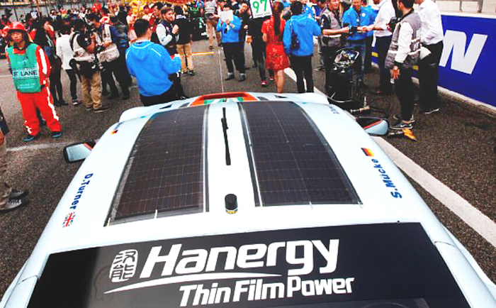 Hanergy has previously sponsored Aston Martin racing, but soon hopes to enter the automobile sector itself with its solar-powered vehicles. Photo: China.org.cn