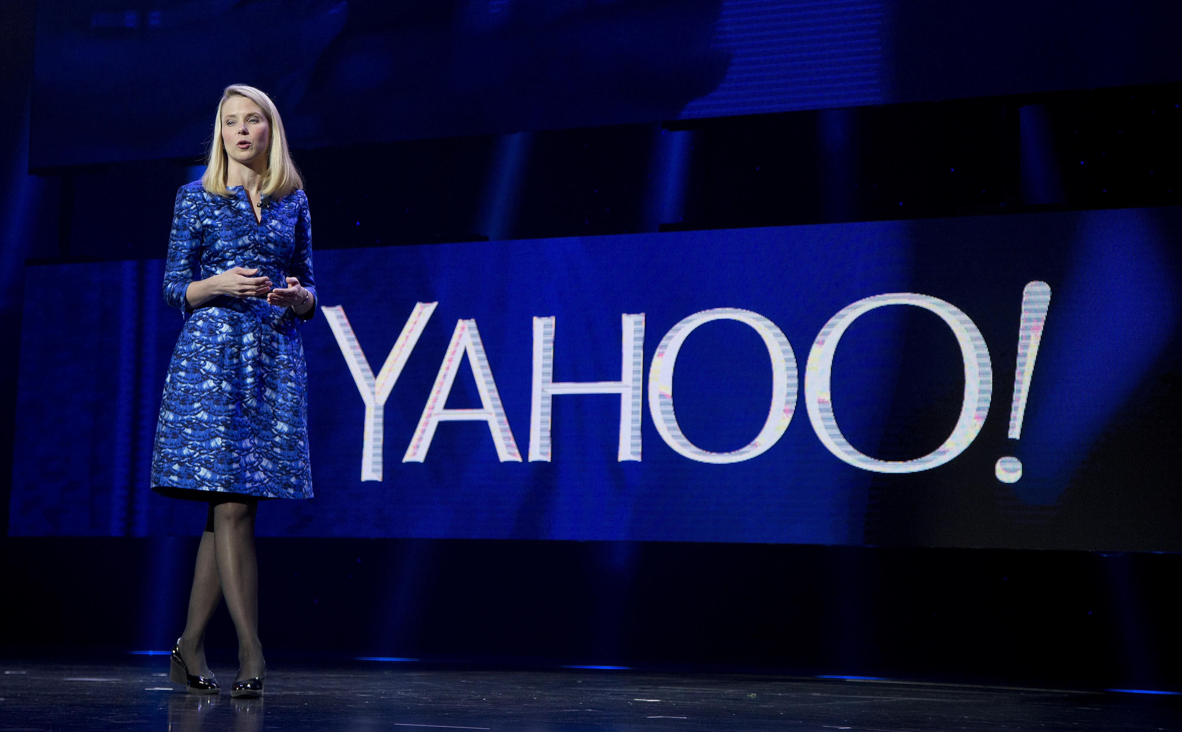 Yahoo president and CEO Marissa Mayer speaks during a keynote address at the International Consumer Electronics Show in Las Vegas in April 2014. Photo: AP