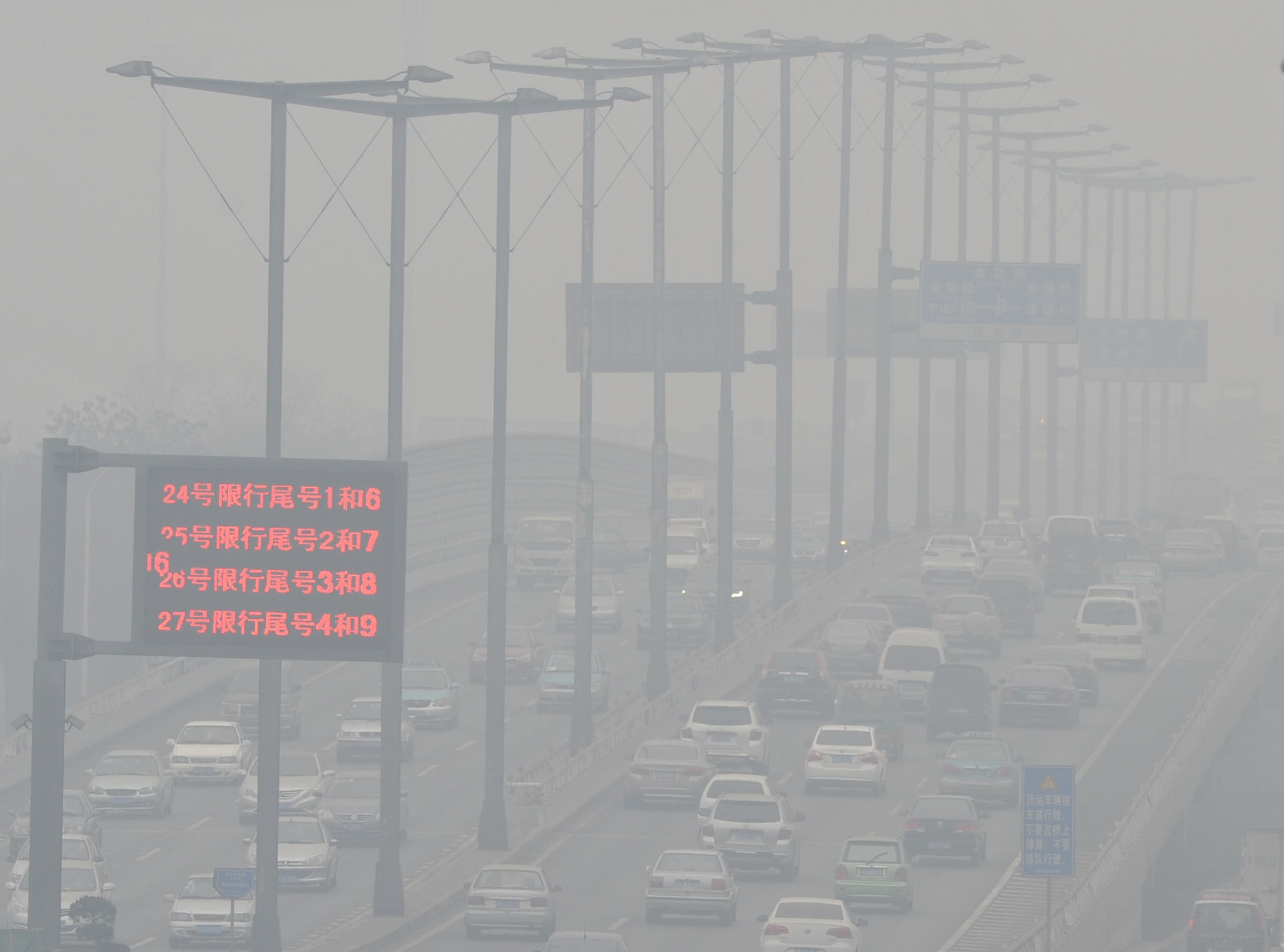 Vehicles are among the biggest contributors to air pollution in Tianjin. Photo: Xinhua