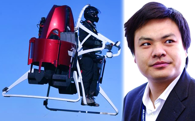 Liu Ruopeng's (right) company acquired a controlling stake in the maker of Martin Jetpacks. Photos: Martin Jetpacks