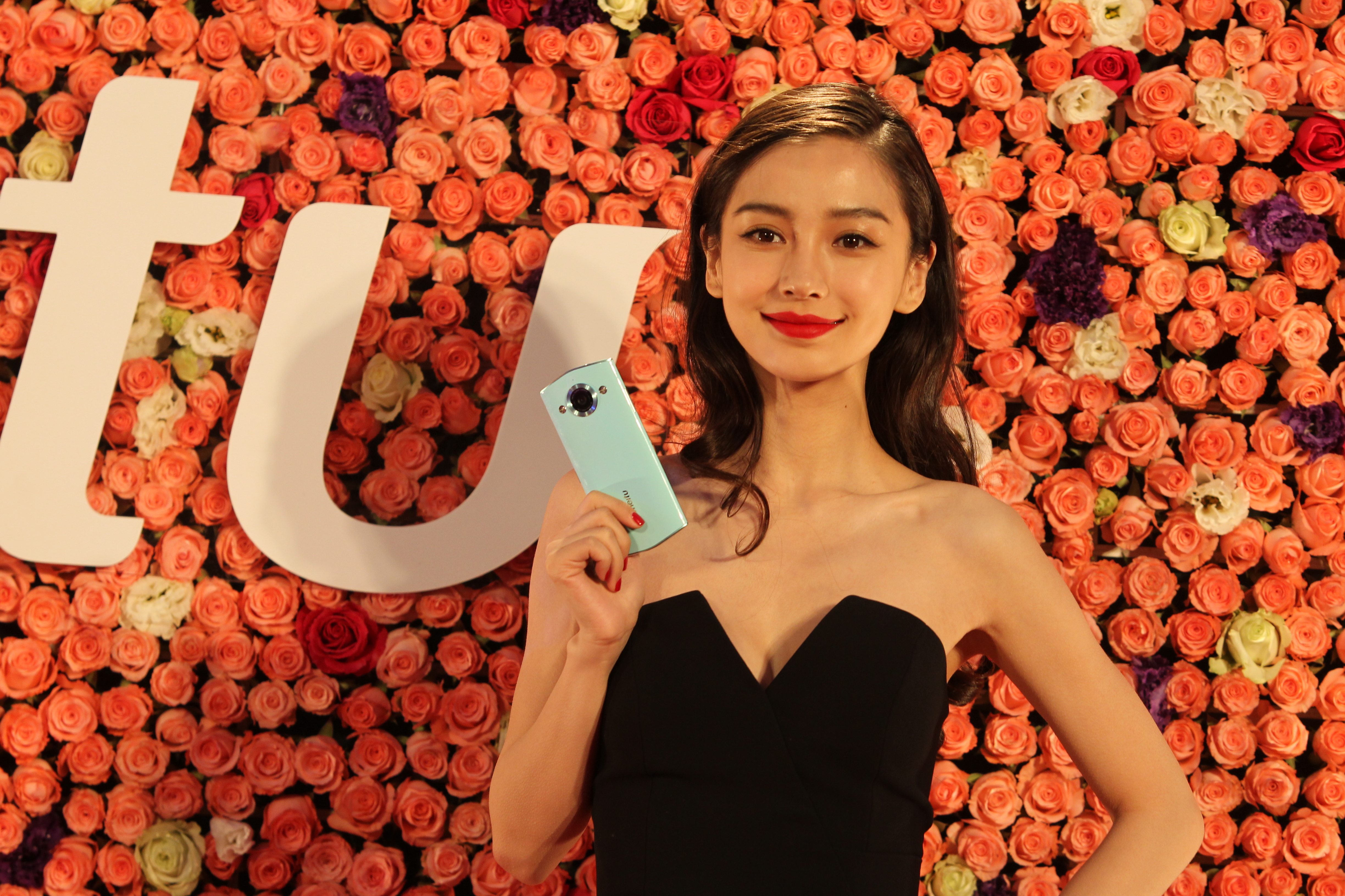 Chinese actress and model Angelababy at the launch of the Meitu M4 on April 8, 2015 in Beijing. Photo: Simon Song