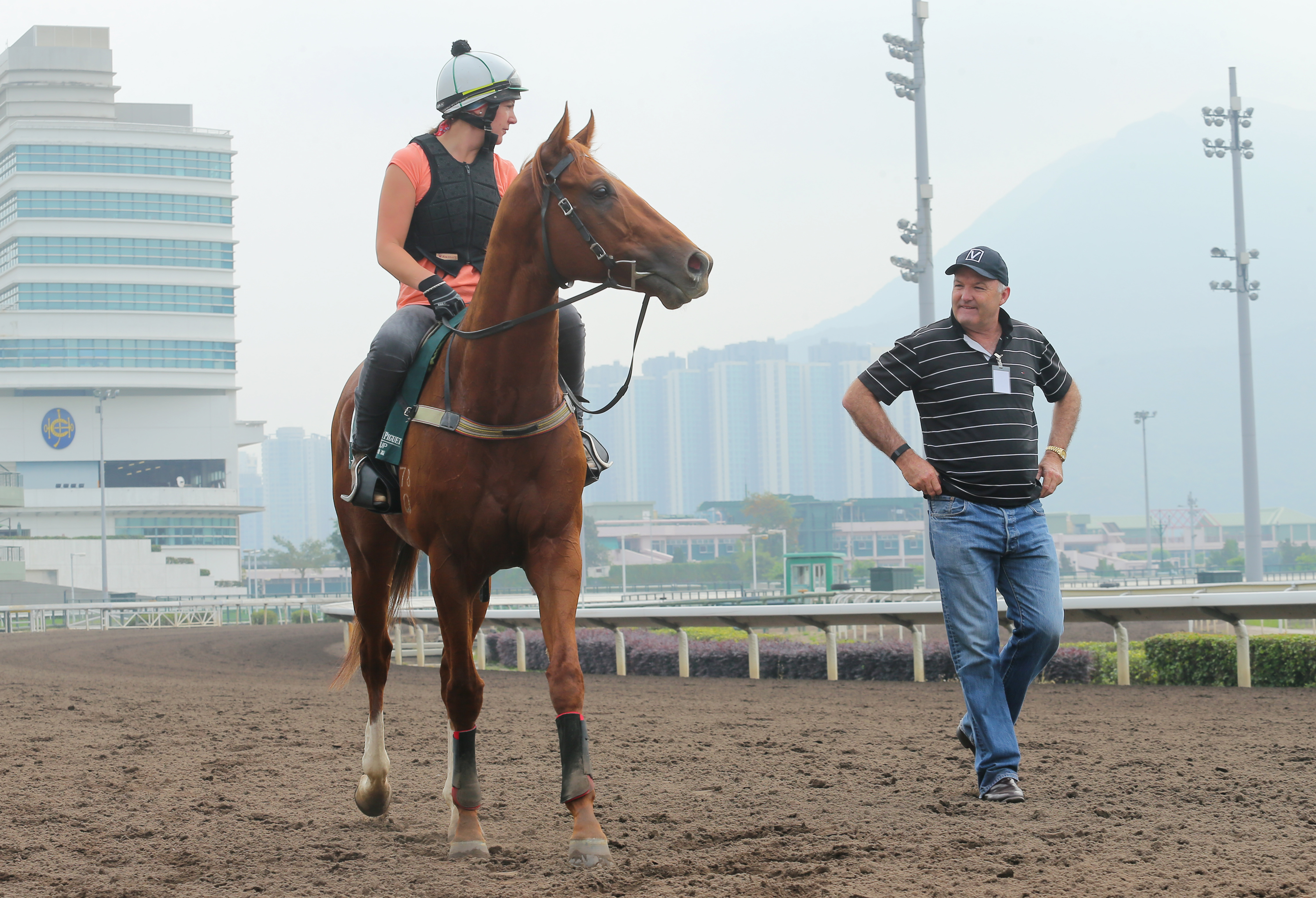 Trainer David Hayes keeps an eye on QE II entrant Criterion after a gallop on the all-weather track at Sha Tin on Saturday. Photos: Kenneth Chan