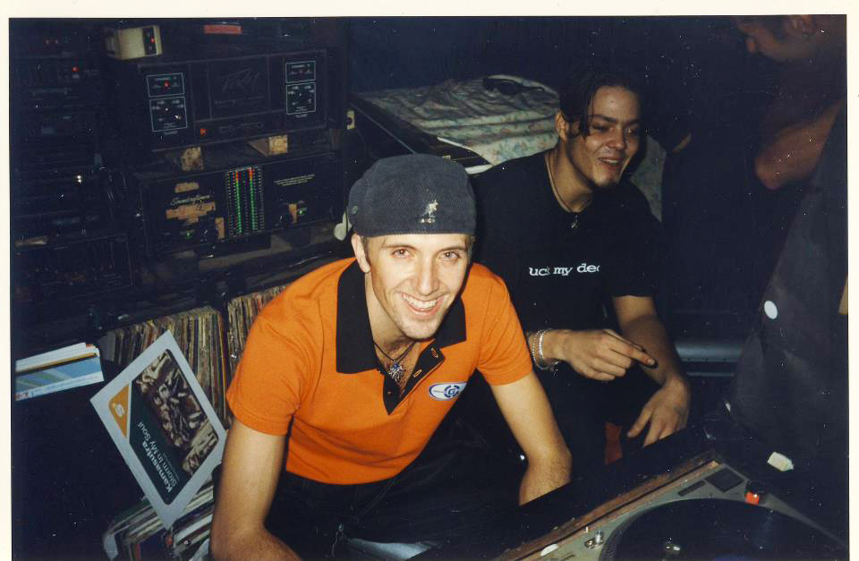 Lee Burridge (foreground) and Christian Berentson in the DJ booth at Neptune.