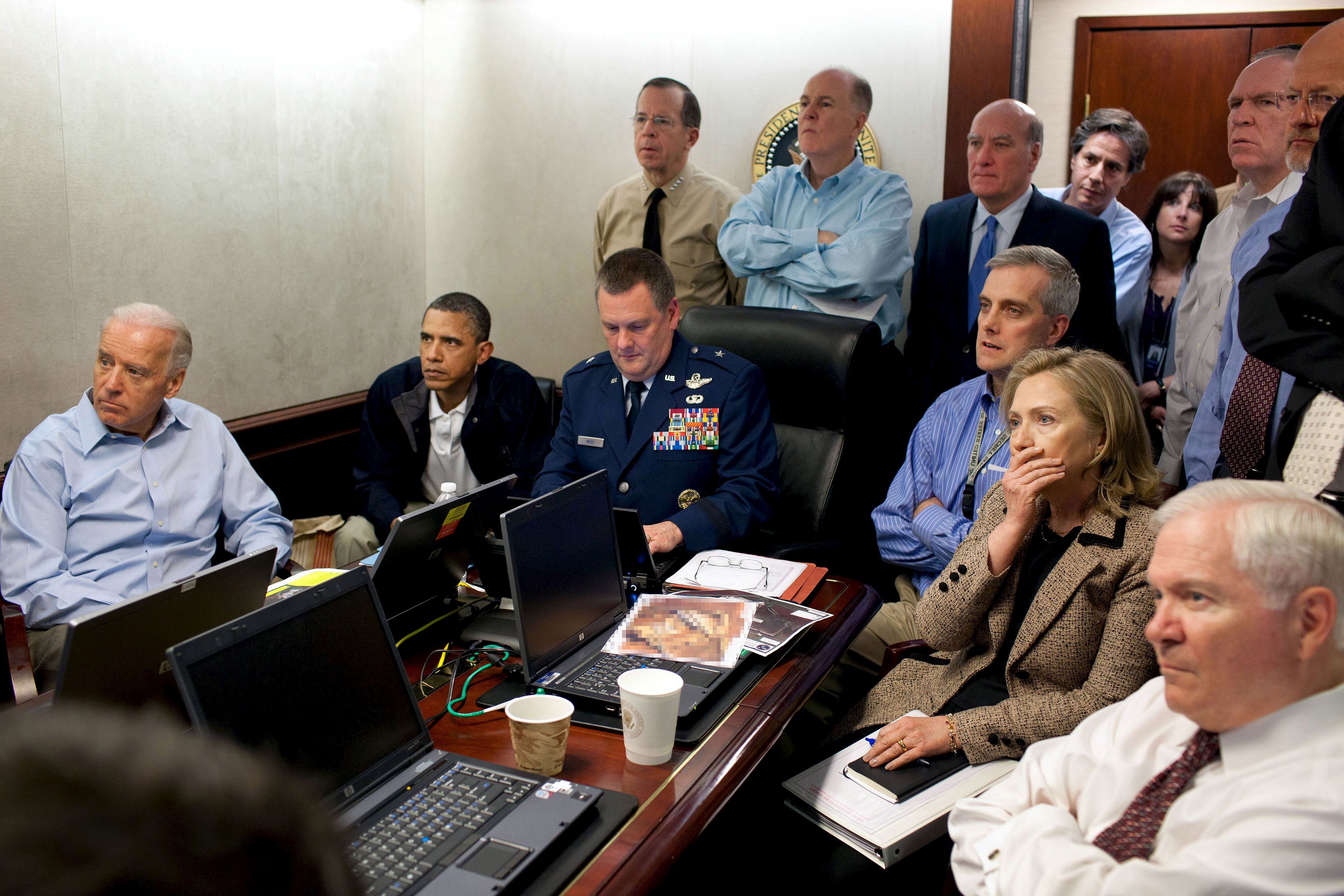 US President Barack Obama (second left) and Vice-President Joe Biden (left) in the situation room during the mission to kill Osama bin Laden in May 2011. Photo: Reuters