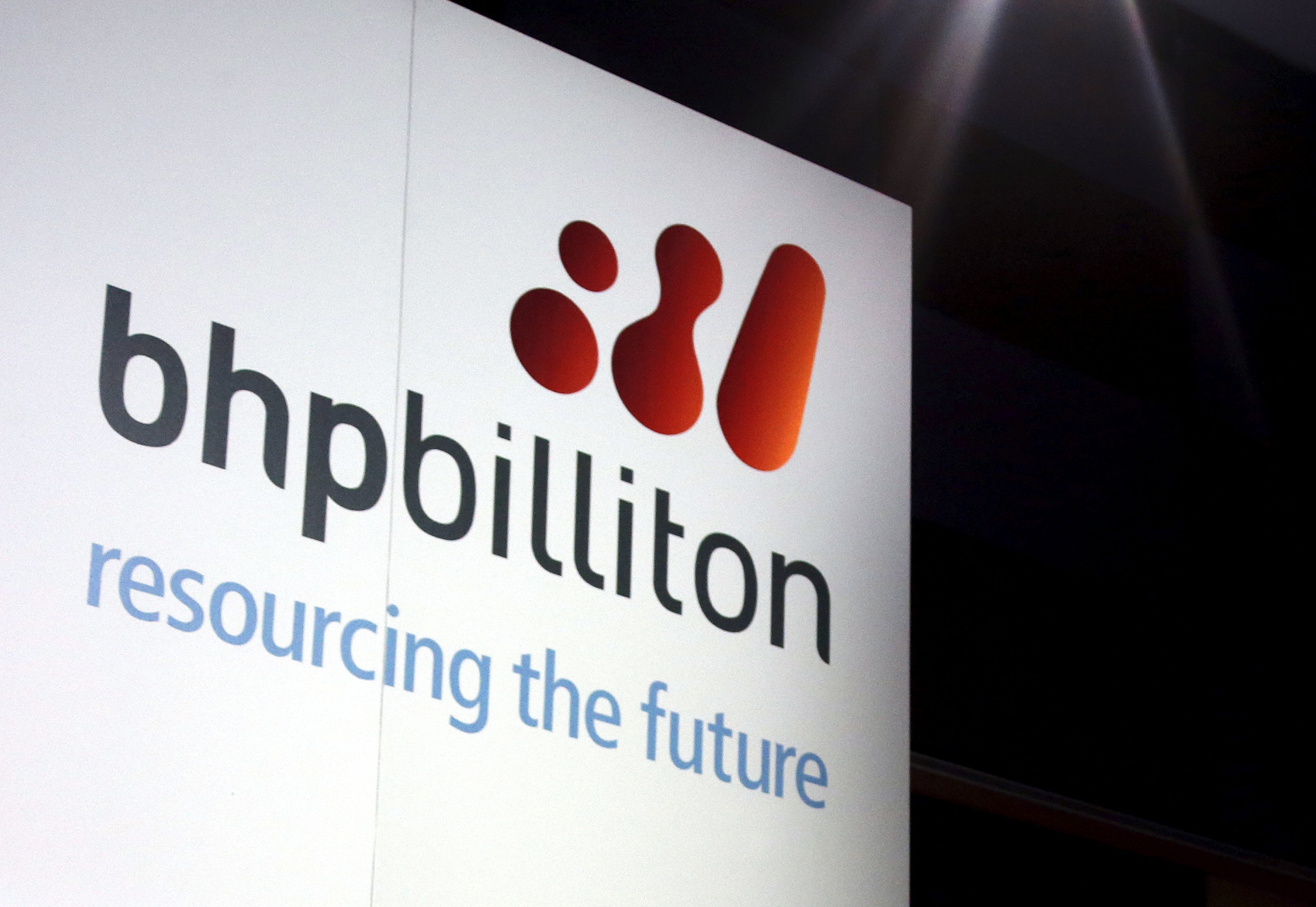 The logo of leading miner BHP Billiton, whose chief executive warned against a probe into the iron ore industry by Australia as likely turning off major customer China. Photo: Reuters