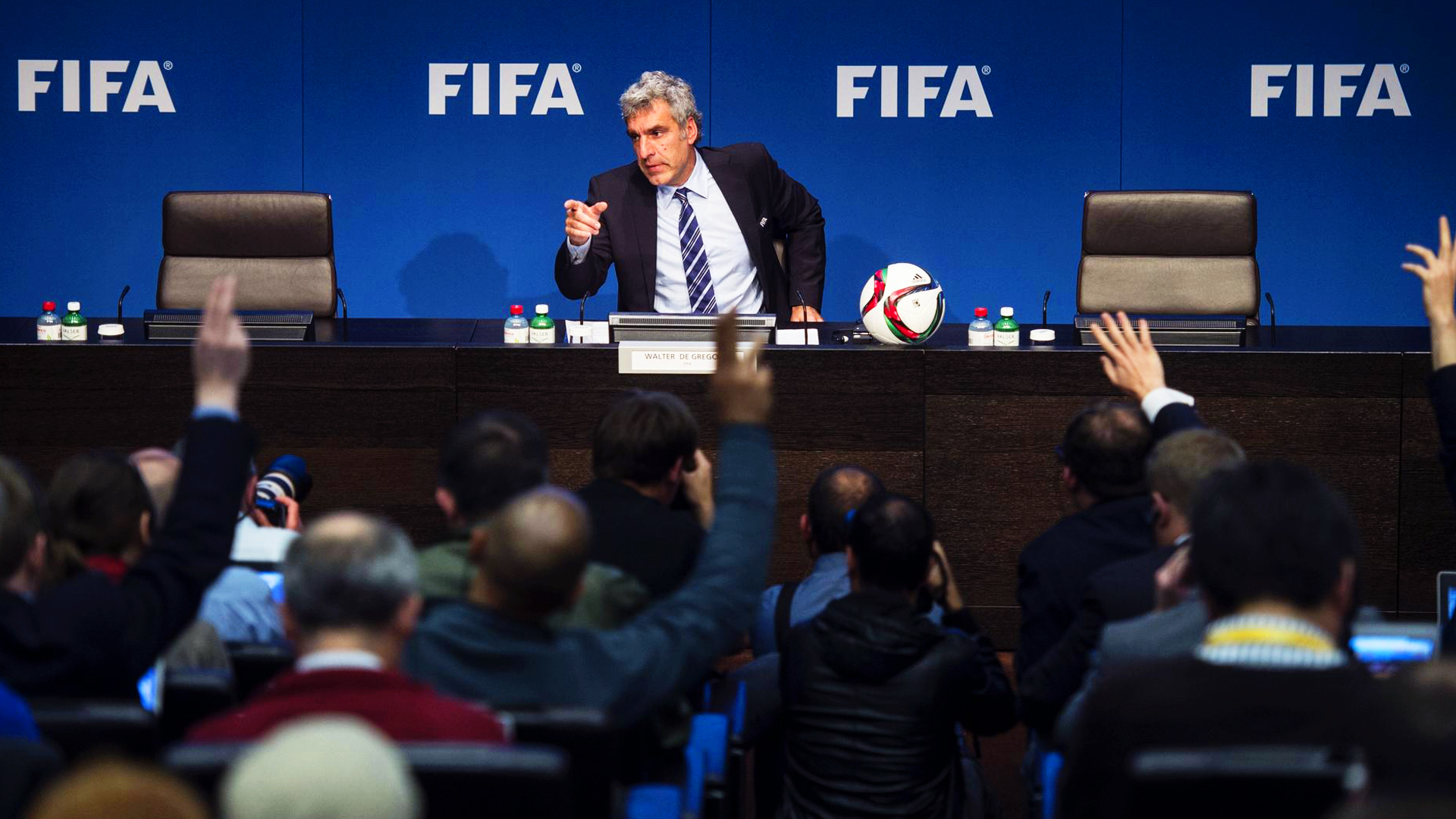 Fifa spokesman Walter De Gregorio takes questions. Photo: EPA