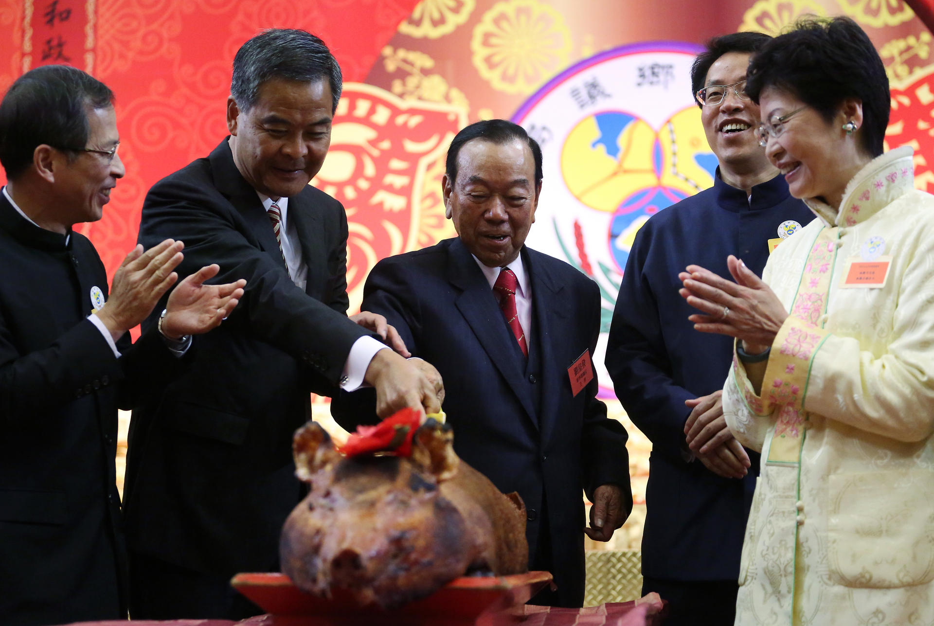 The Heung Yee Kuk hosts a Lunar New Year reception this year attended by government officials. Photo: Felix Wong