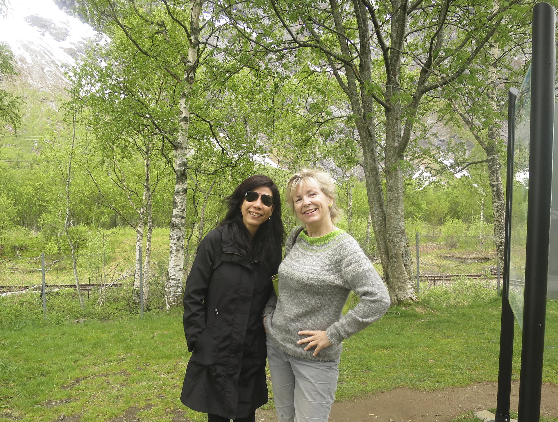 The writer with her Pui O "neighbour" Miss Chan at the Troll Wall, in Norway.