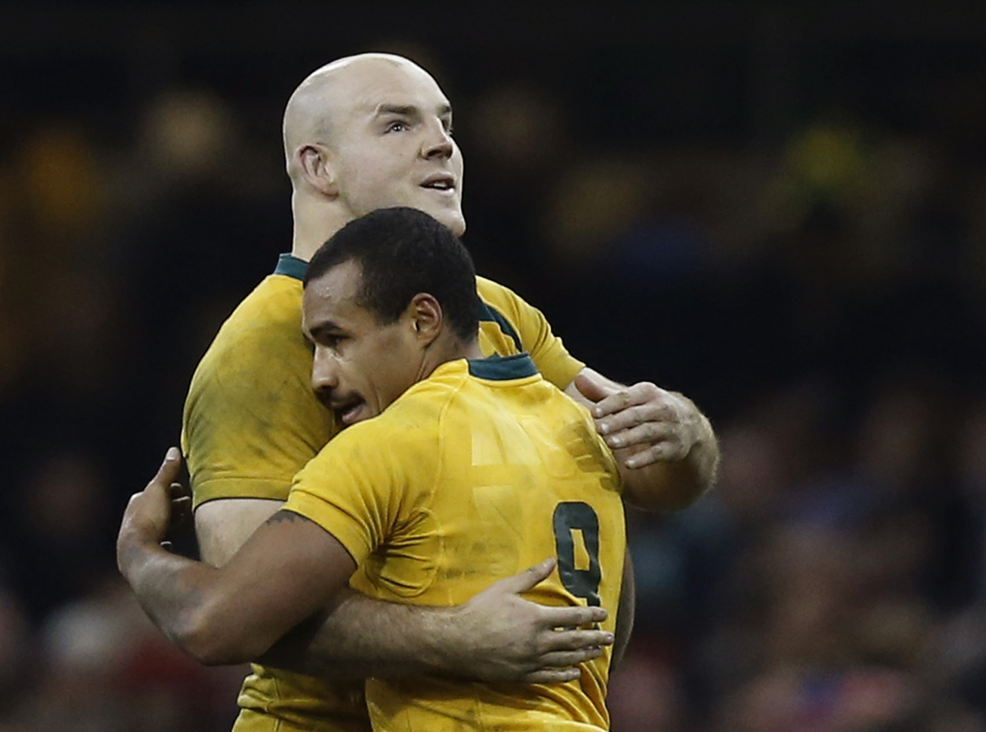 Stephen Moore, seen with Will Genia, has played 92 times for Australia. Photo: AP