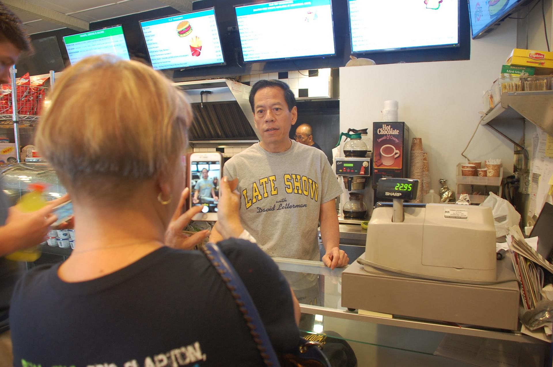 Rupert Jee in his Hello Deli, next to New York's Ed Sullivan Theatre. Photo: Xiaoqing Rong