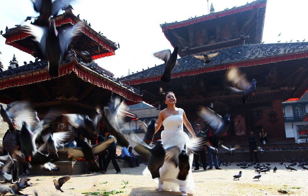 A Chinese tourist pictured in Kathmandu, Nepal. Photo: Xinhua