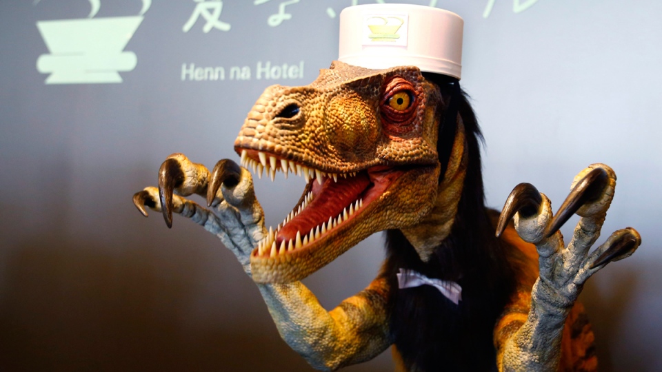 At Weird Hotel (Henn na Hotel) in southwestern Japan, checking-in is a surreal experience courtesy of a talking robotic dinosaur. Photo: SCMP Pictures