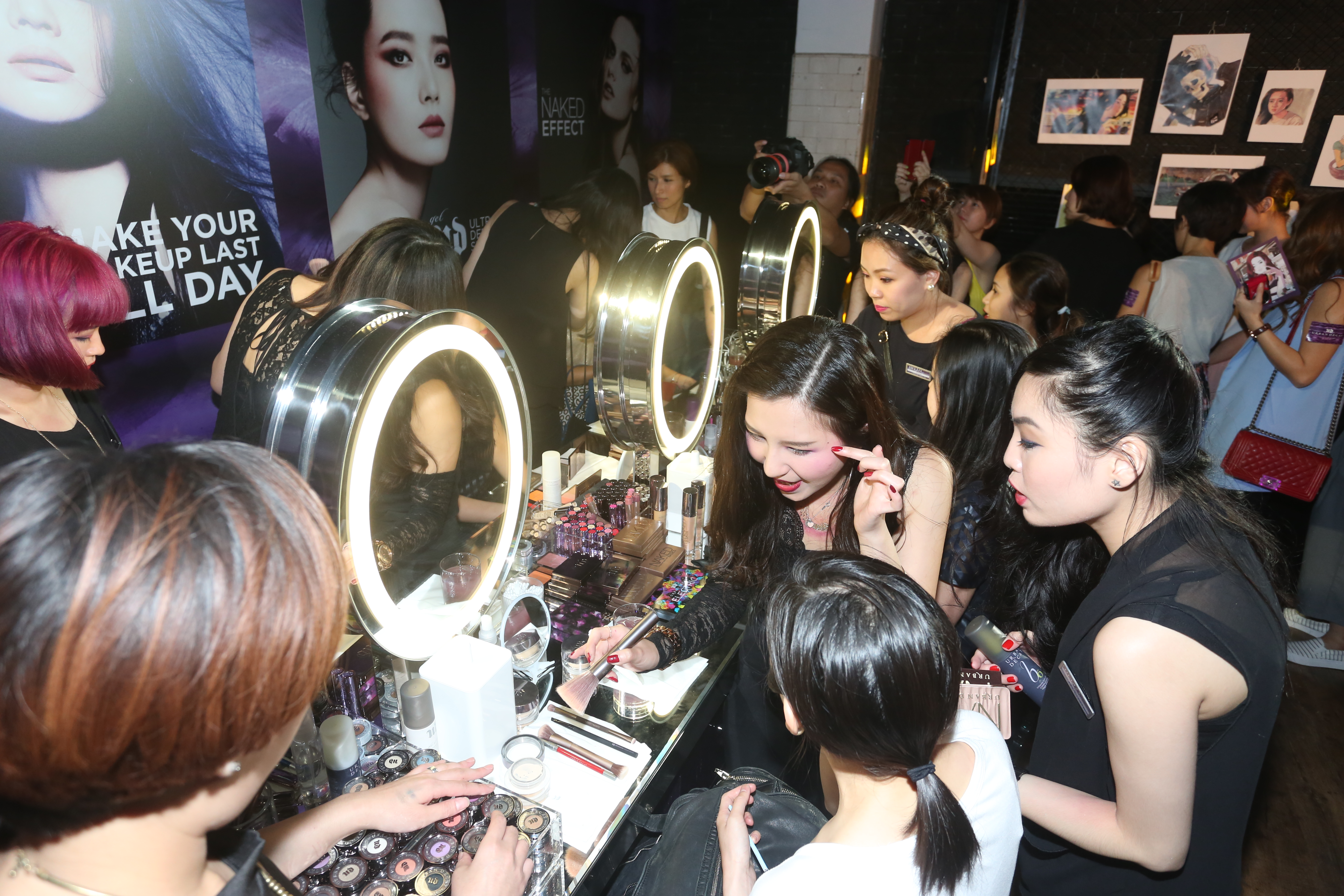 Urban Decay make-up booth at the Fringe Club launch party
