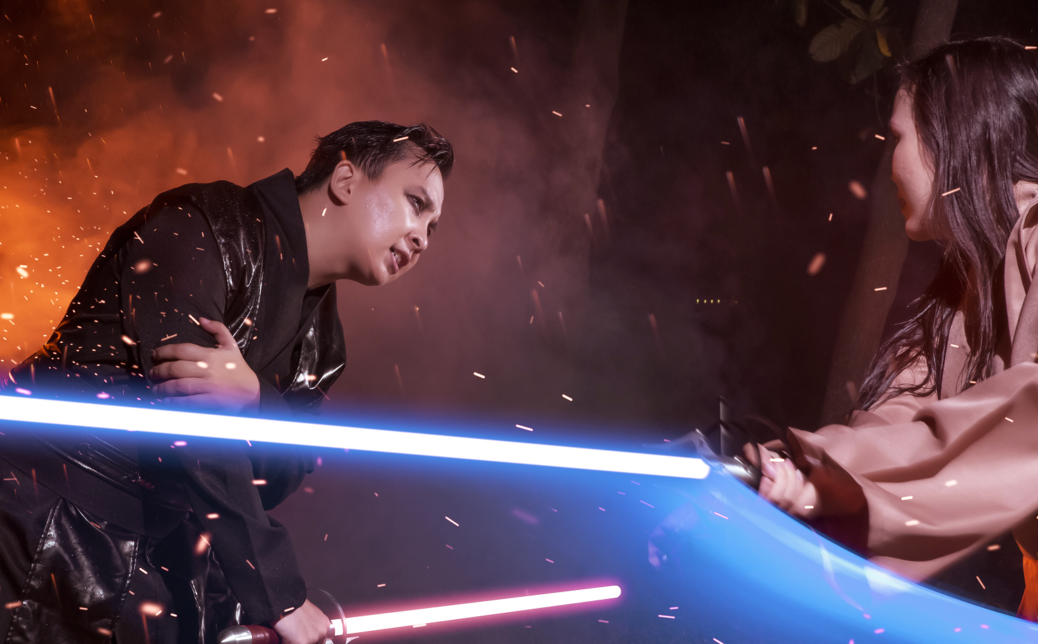 Singaporean couple Adrian Ng and Adeline Wong in their Star Wars-themed photo shoot. Adrian portrays a Jedi knight who goes to the dark side and fights his own wife. CLICK ON IMAGE TO LAUNCH PHOTO GALLERY. Photos: The Art of Mezame