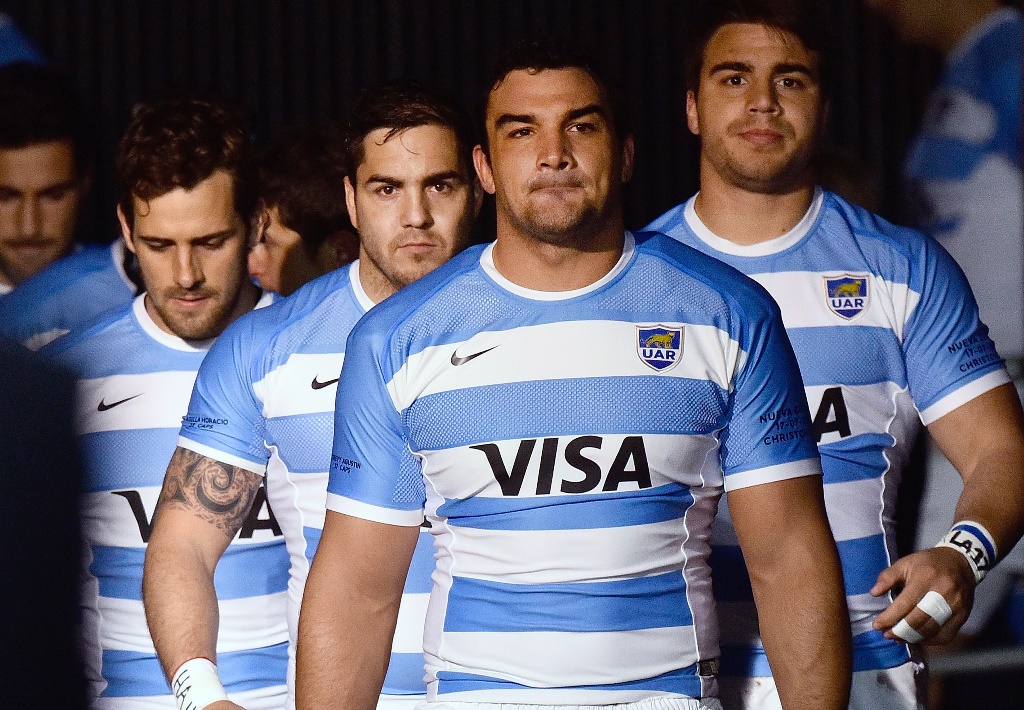 Argentina captain Agustín Creevy leads the Pumas out to face New Zealand in Christchurch on July 17 in the opening test of the 2015 Rugby Championship. New Zealand won the match 39-18. Photo: AFP