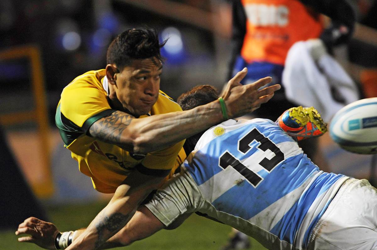 Wallabies fullback Israel Folau in action the last time Australia played Argentina in Mendoza – a match the Pumas won 21-17. Photos: AFP