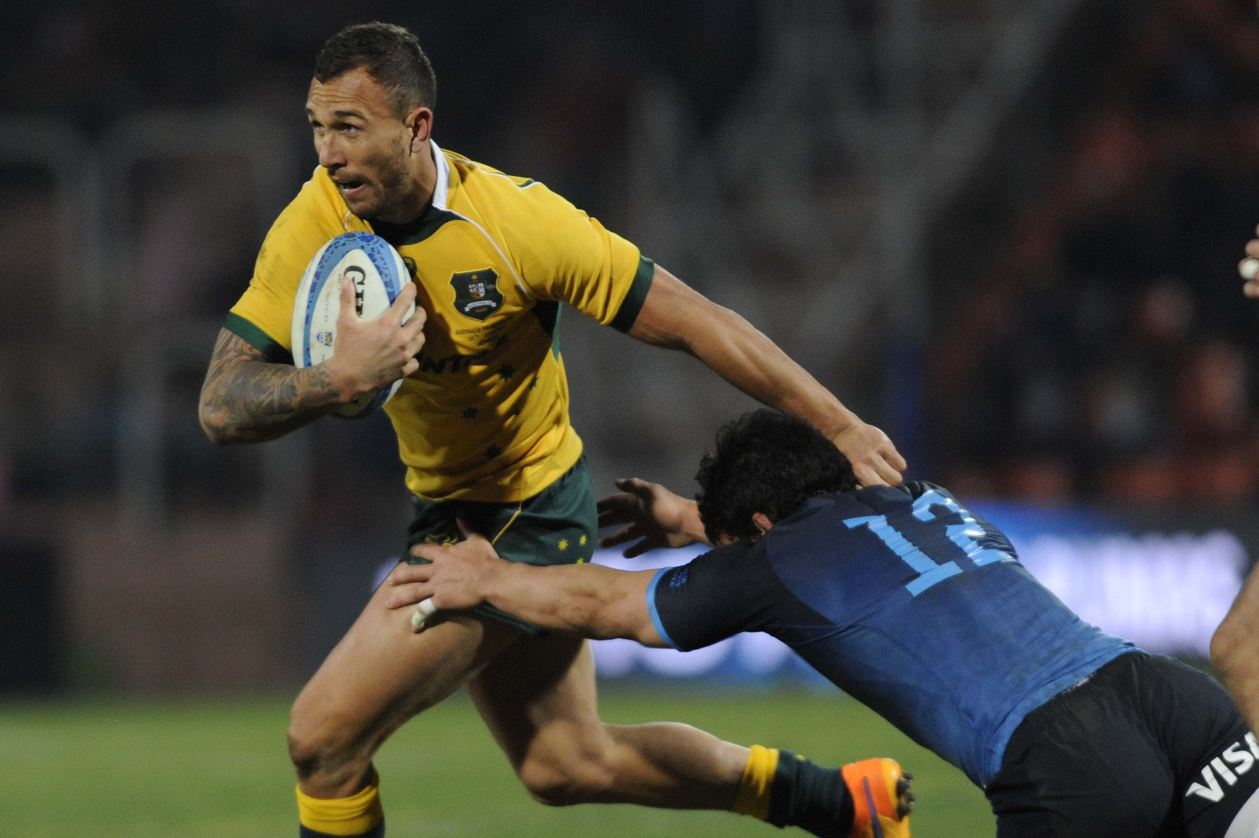 Quade Cooper in action against Argentina before he was sin-binned. Photos: AFP
