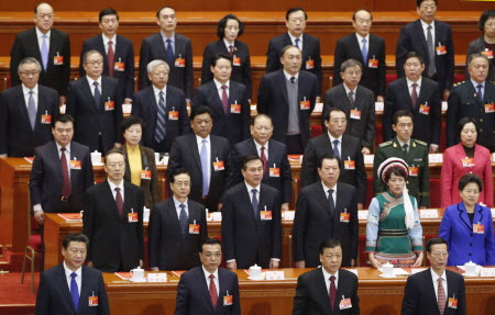 Bottom row, from left: President Xi Jinping, Premier Li Keqiang, and Politburo Standing Committee members Liu Yunshan and Zhang Gaoli will meet in Beidaihe. Photo: Reuters