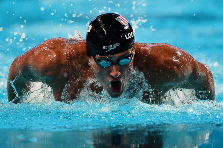 USA's Ryan Lochte on his way to the men's 200m individual medley gold medal in Kazan. Photo: AFP