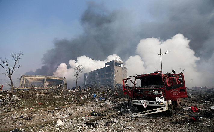 17 Chinese firefighters died in the blasts at the Tianjin warehouse. Photo: AFP