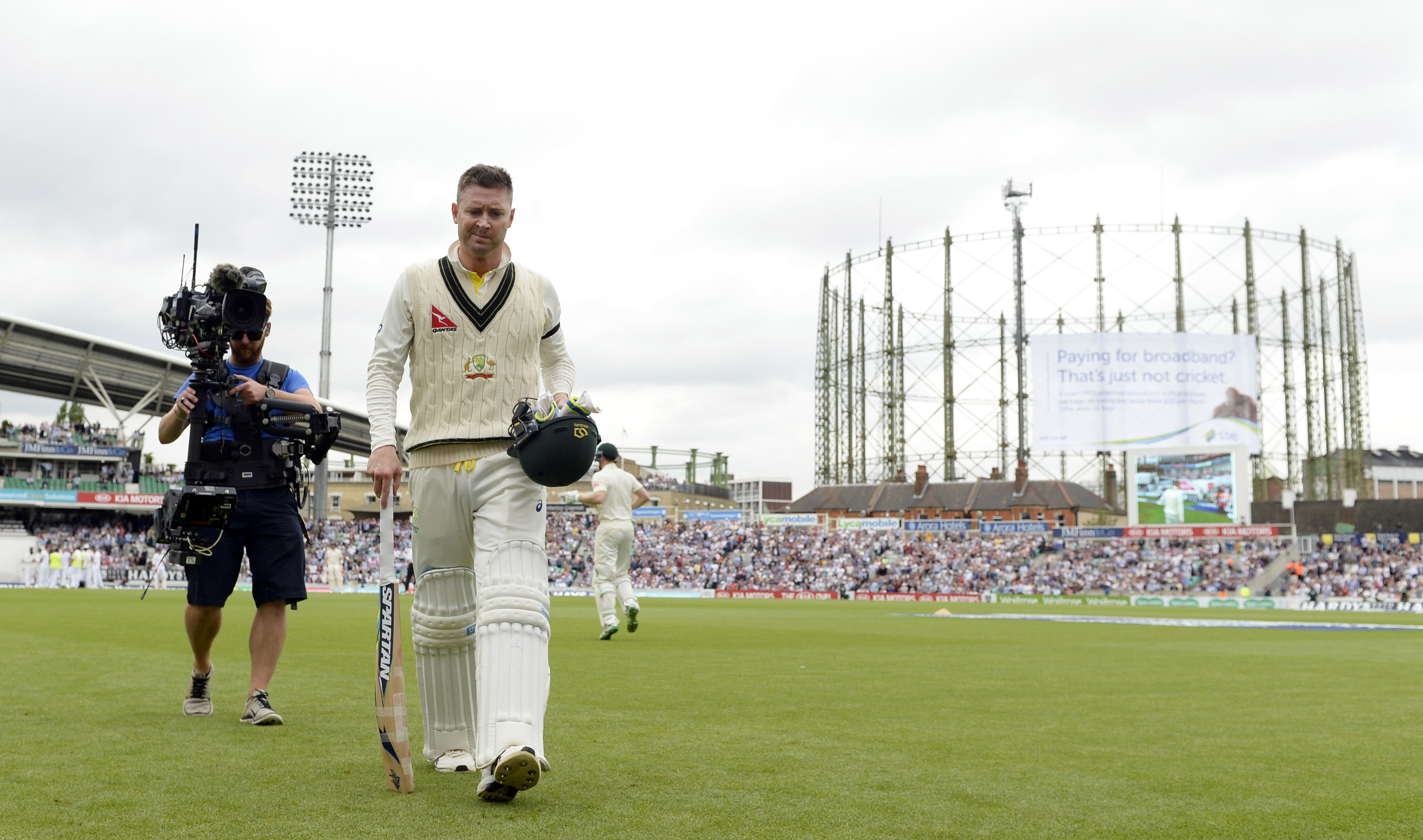 Australia's Michael Clarke leaves the field after being dismissed  for just 15. Photo: Reuters 